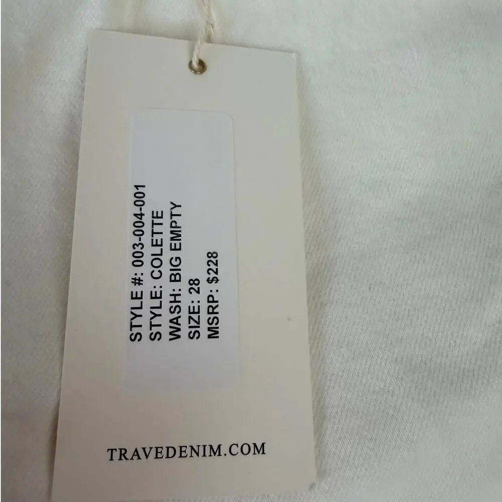 Trave Colette Kick Flare Jeans White Raw Hem Cropped Size 28 NWT